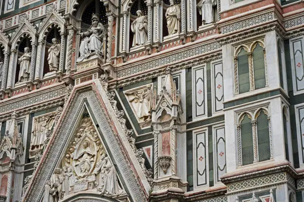 Detail of the façade of the Duomo of Florence.