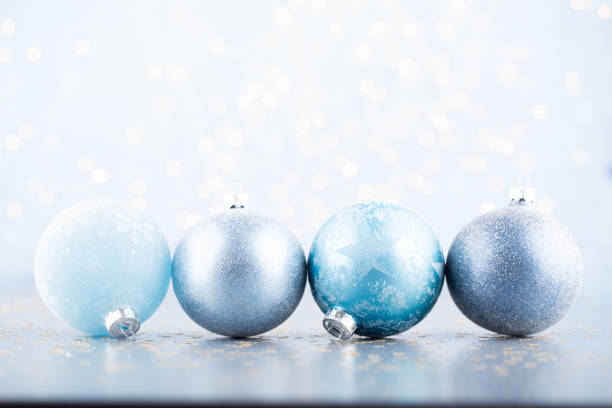 istock Christmas ball background. Greeting card decorations on a blue background. 1172198440
