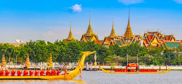 Bangkok -Thailand - Novmber 9,2012:The Royal Barge Suphannahong Suphan Swan boat the Grand Palace at the Chao Phraya River during Fry the Kathina ceremony cloth of Royal Barge Procession