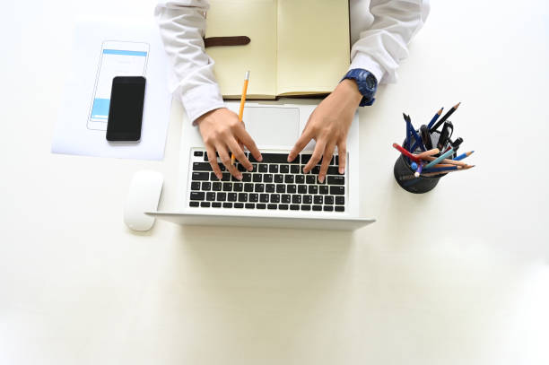 istock Top view woman working Ux Ui user experience design. 1172203303
