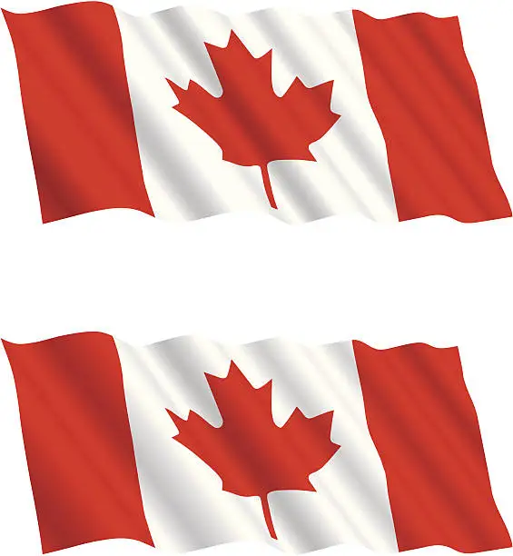Vector illustration of Canadian Flag Flying in the Wind 2