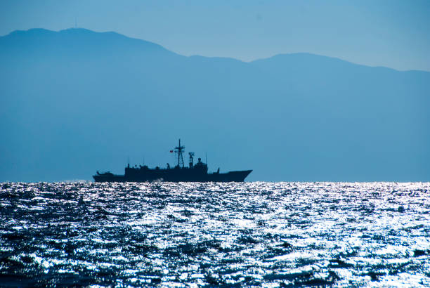 Military ship stock photo