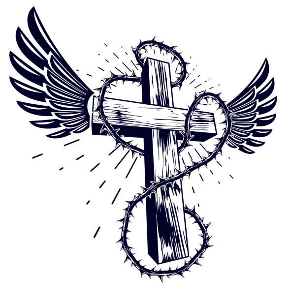 ブラックソーンベクトル宗教タトゥー、キリストの情熱とキリストの十字架。 - thorn点のイラスト素材／クリップアート素材／マンガ素材／アイコン素材