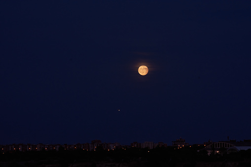 New Moon and a star Over forest