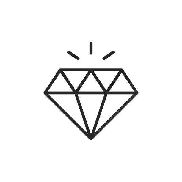 ダイヤモンドラインアイコン。編集可能なストローク。ピクセルパーフェクト。モバイルとウェブ用。 - diamond点のイラスト素材／クリップアート素材／マンガ素材／アイコン素材