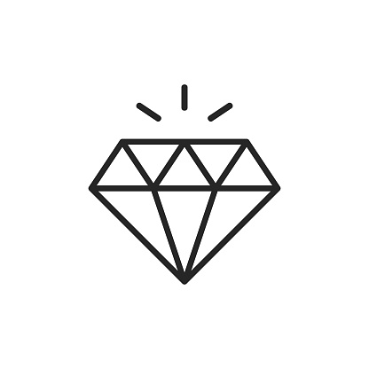 Diamond Outline Icon with Editable Stroke.