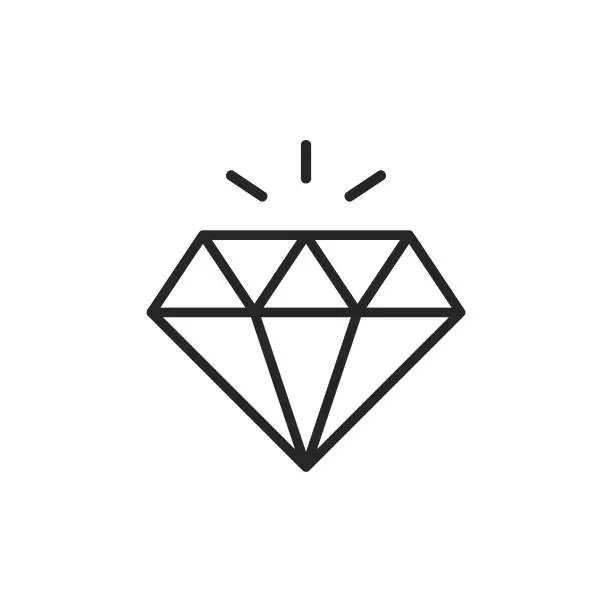 Vector illustration of Diamond Line Icon. Editable Stroke. Pixel Perfect. For Mobile and Web.