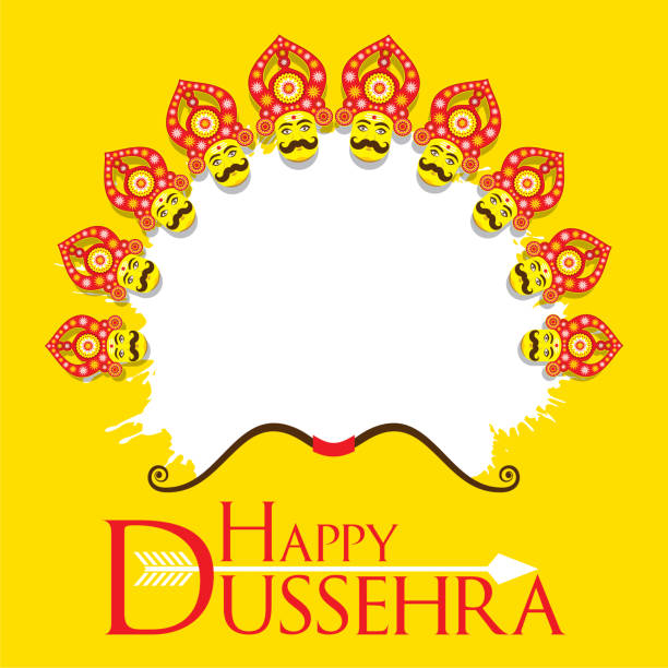 glücklich dussehra festival poster design - dashahara stock-grafiken, -clipart, -cartoons und -symbole