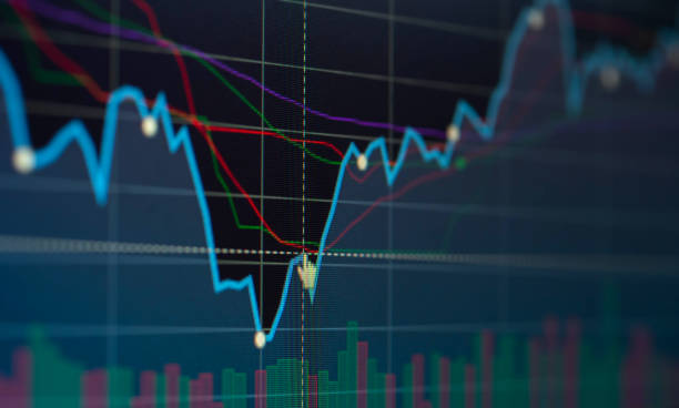 istock Indicator chart line from stock market on screen 1172210508