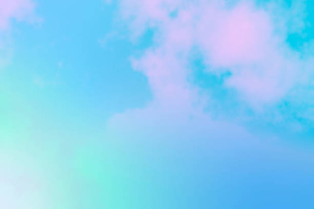 fond pastel de néon abstrait. ciel bleu rose et sarcelle, image tonique - pastel colored sky ethereal softness photos et images de collection