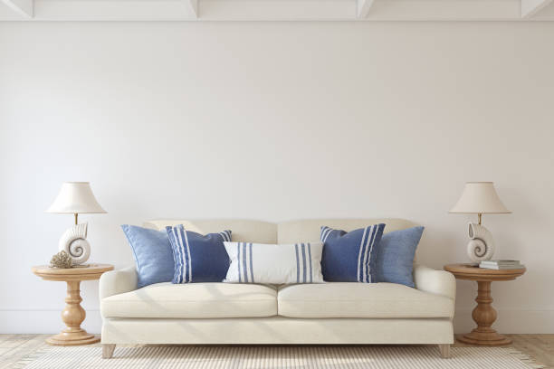 istock Modern living-room interior in coastal style. 3d render. 1172216597