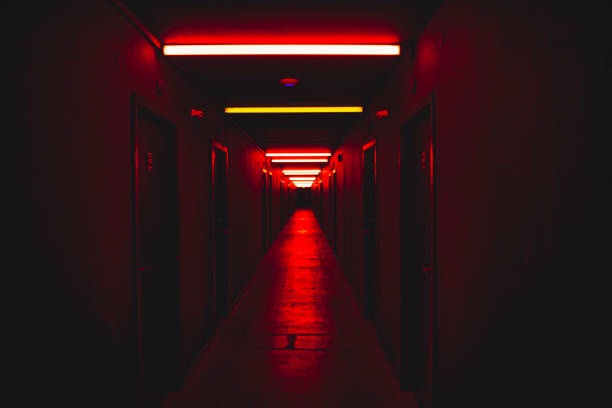 istock Red light corridor scary concept horror scenery fear 1172216803