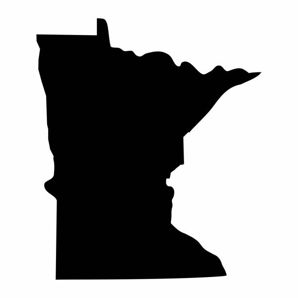 Minnesota silhouette map Minnesota dark silhouette map isolated on white background minnesota stock illustrations