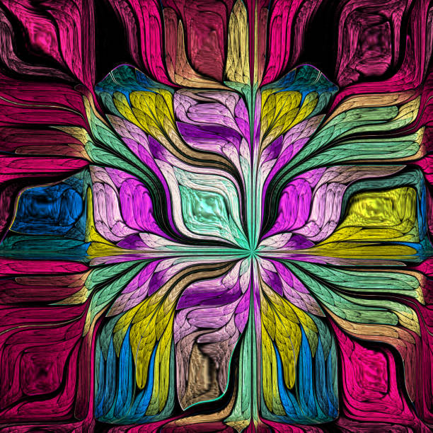 istock Multicolored Abstract Stylized flower. Modern art. Artwork for creative design, art and entertainment. 1172218508