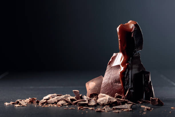 Melting black chocolate.