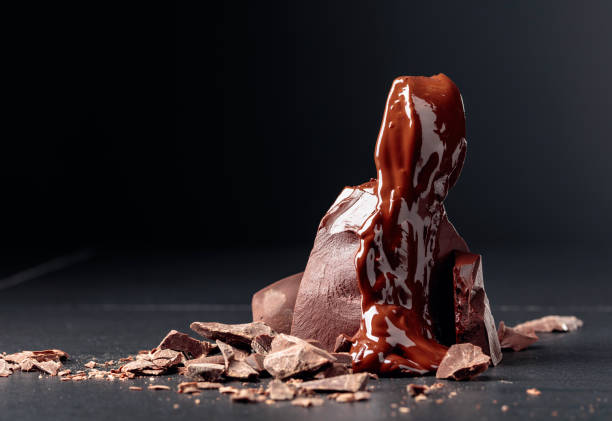Melting black chocolate.