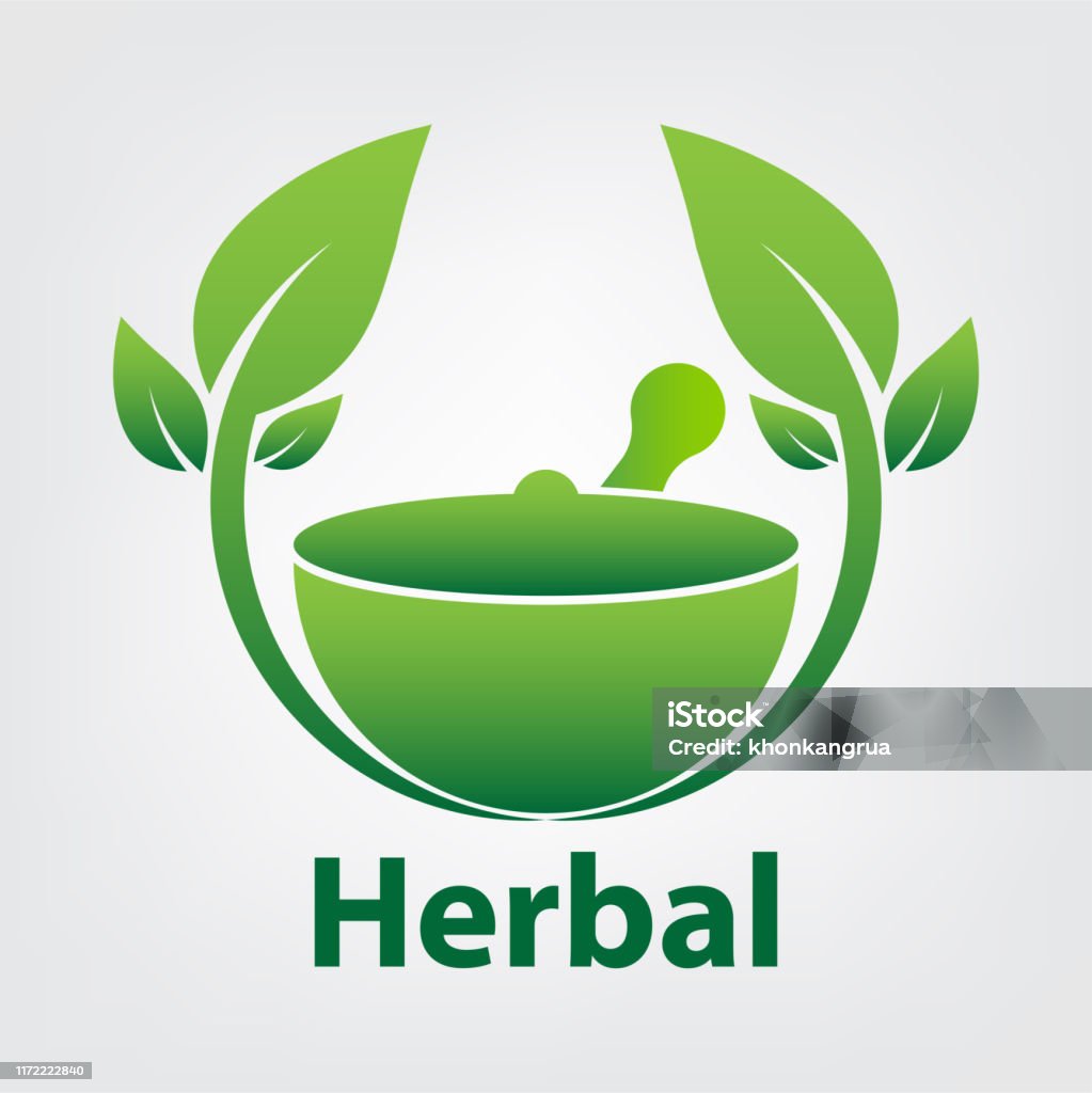 Green Herbal Logo Templateherbal 100 On White Background Stock Illustration  - Download Image Now - iStock
