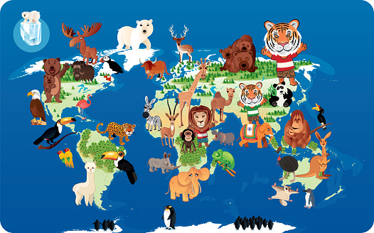 Vector Animals World Map