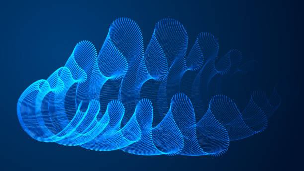 istock Flowing magic energy particles over dark, wave of blended dots transparent tulle textile on wind. Curved dotted 3d lines vector effect illustration. 3d futuristic style. 1172224176