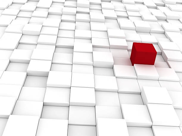 A Single Red Block On A Background With Many White Blocks Stock Photo -  Download Image Now - iStock