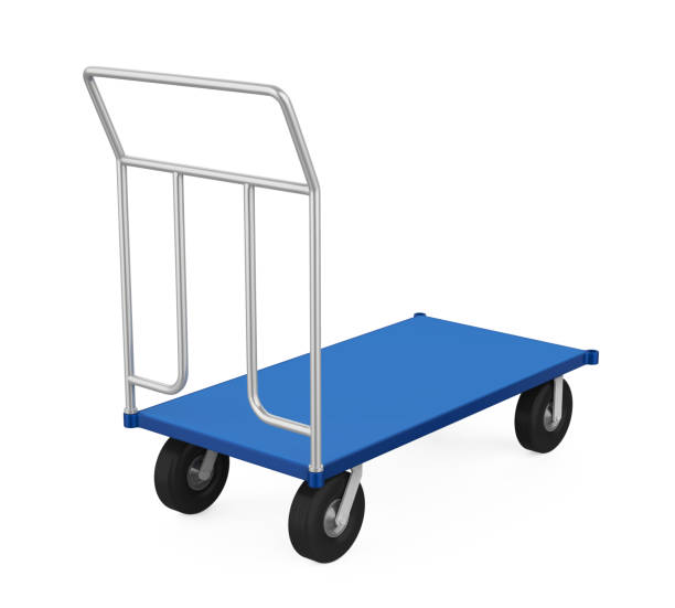 Heavy Duty Trolley Isolated Heavy Duty Trolley isolated on white background. 3D render pallet jack handle stock pictures, royalty-free photos & images