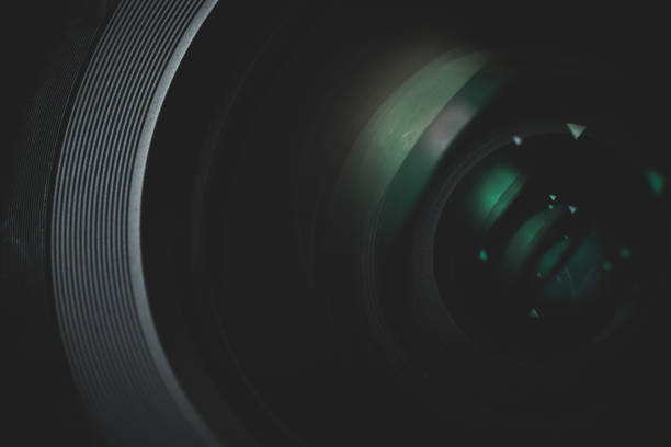 istock Close up beautiful camera lens with color reflection  background. 1172238523