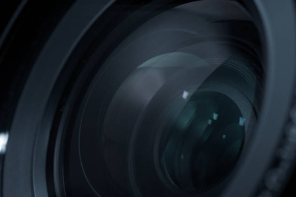 istock Close up beautiful camera lens with color reflection  background. 1172238582