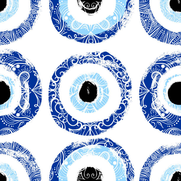 istock Hand drawn Turkish eye. Seamless pattern with hand drawn Turkish evil eye bead. Good luck. Turkish tile. Oriental ottoman design vector background. Symbol of Turkey, Greese, Crete, Cyprus 1172238625