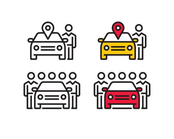 Car sharing line icons Vector line logo. Vector EPS 10, HD JPEG 5000 x 4000 px crowdsourced taxi stock illustrations