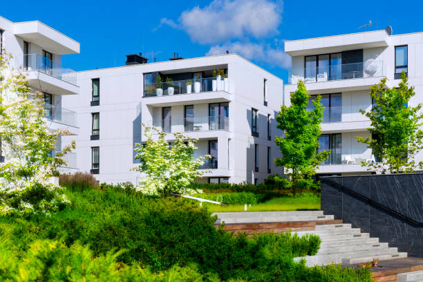 istock New modern complex of apartment buildings with white facade 1172244051