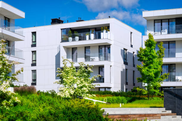 istock New modern complex of apartment buildings with white facade 1172246243