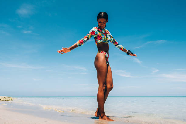 istock Young Black woman at tropical beach 1172246505