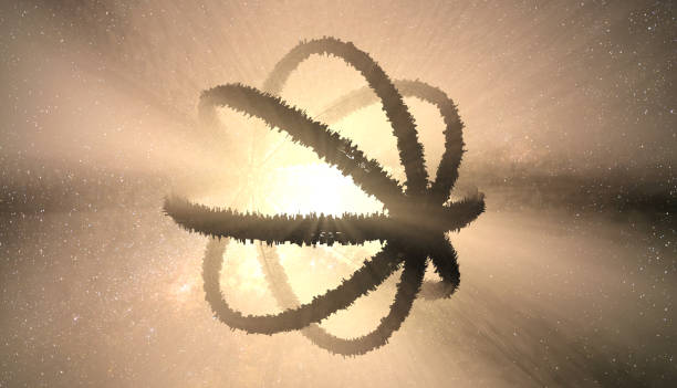 сфера дайсона. инопланетная мегаструктура вокруг звезды. - nuclear power station science atom technology стоковые фото и изображения