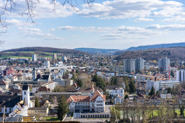 istock View over Brugg to Windisch with Stapferschulhaus 1172248219