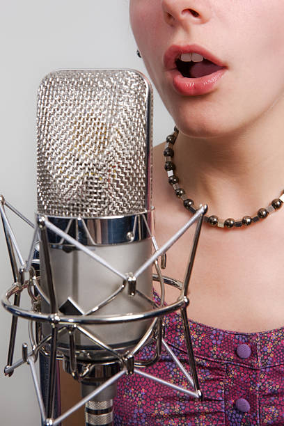 istock Girl with vintage microphone 117225031