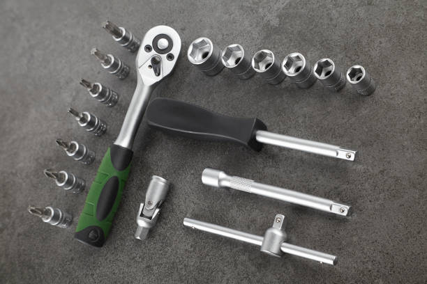 istock ratchet set with heads, different socket wrenches close-up on a dark stone background 1172250324