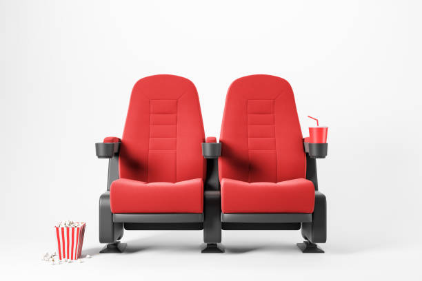 istock Two red cinema chairs on white background 1172251198
