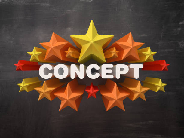 istock Colorful Stars with CONCEPT Word on Chalkboard Background - 3D Rendering 1172252397
