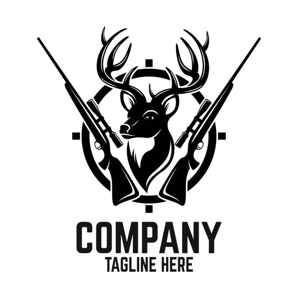 illustrations, cliparts, dessins animés et icônes de logo de cerf de chasse - antler stag deer trophy