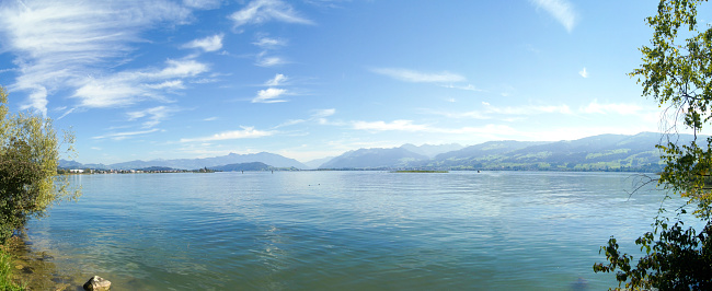 A panorama picture of the upper Lake Zurich near Rapperswil-Jona