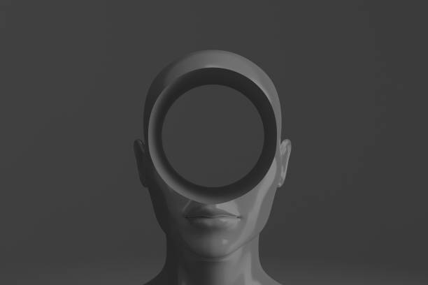 istock Concept art on education and problem solving. Porcelain female head with a round hole in it.3D illustration 1172265696