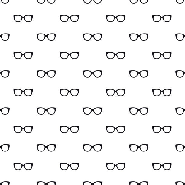 czarne okulary oczy bez szwu wzór na białym tle. okulary. ilustracja wektorowa. tło mody w minimalnym designie. - human eye glass eyesight sunglasses stock illustrations