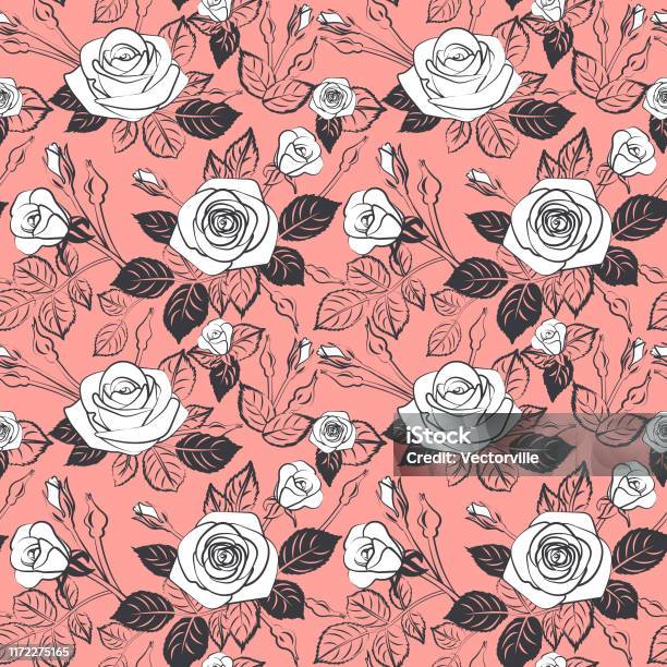 Rose Texture Pattern Roses Pattern Seamless Tile Repeatable Vector Texture Illustration ...