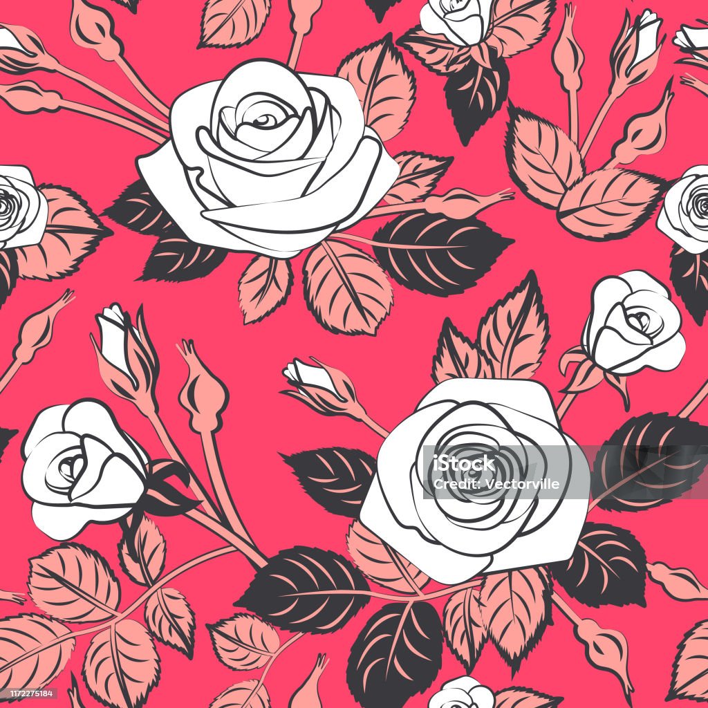 Rose Texture Pattern Roses Pattern Seamless Tile Repeatable Vector Texture Illustration ...