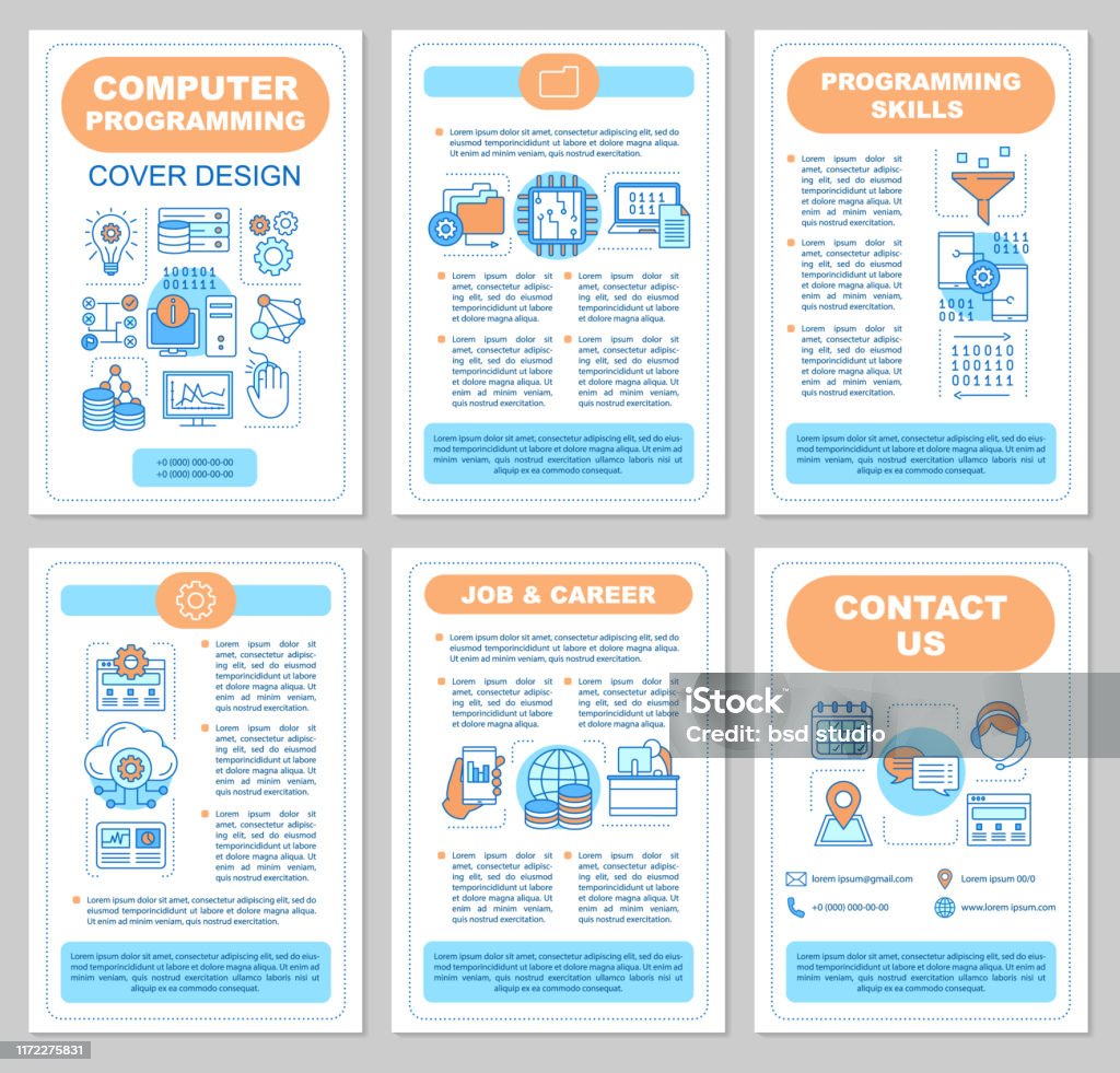 Computer Programming Brochure Template Layout Stock Illustration ...