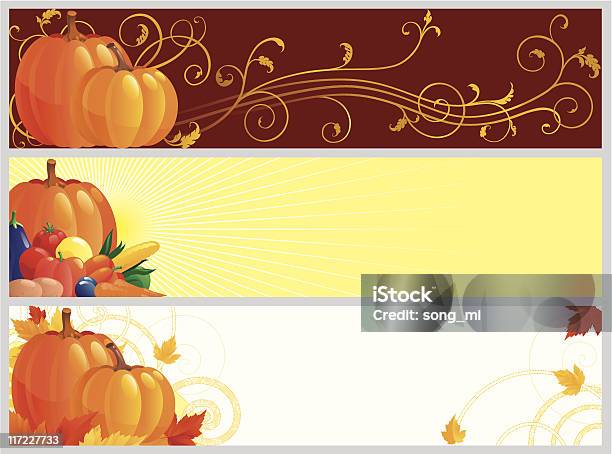 Three Autumn Banners With Pumpkins And Leaves Stock Illustration - Download Image Now - Abstract, Autumn, Backgrounds