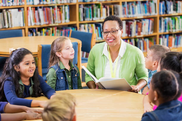 istock Teacher reading to children in library 1172283547