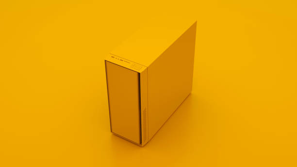 istock Yellow Case of Computer. Minimal idea concept. 3d illustration 1172284431
