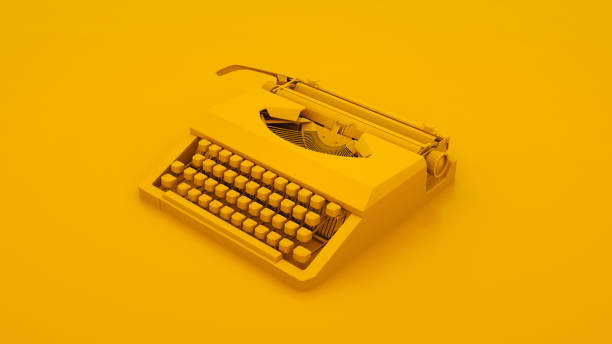 vintage typewriter isolated. minimal idea concept. 3d illustration - typewriter writing journalist typing imagens e fotografias de stock