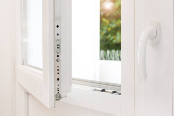 Secure anti-theft burglars-proof window locking mechanism – strong modern white PVC metal window